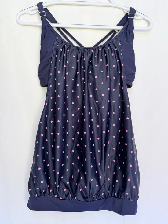Other - Women’s Navy Polka Dot Tankini Top with Pink Dots